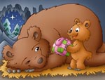 A bear cub gets a christmas present