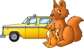 Logo med taxi, hund og kat