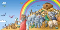 Dyrene og Noa forlader arken