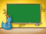 Snake teaches in front of blackboard
