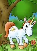 Unicorn in a forest