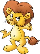 Sej løve peger