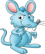 A sneaky or evil blue mouse