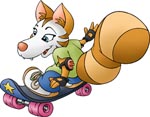 A cute fox on a skateboard