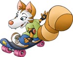 En sød ræv på skateboard