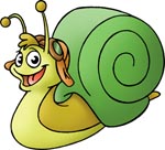 Green snail with flying helmet