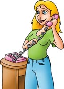 Pige med bordtelefon